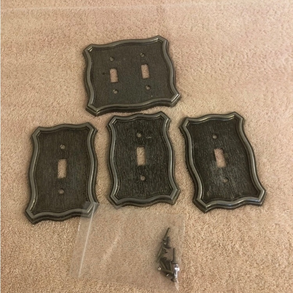 Vintage 1968 American Tack & Hardware Lot of 4 Metal Light Switch Plates Covers